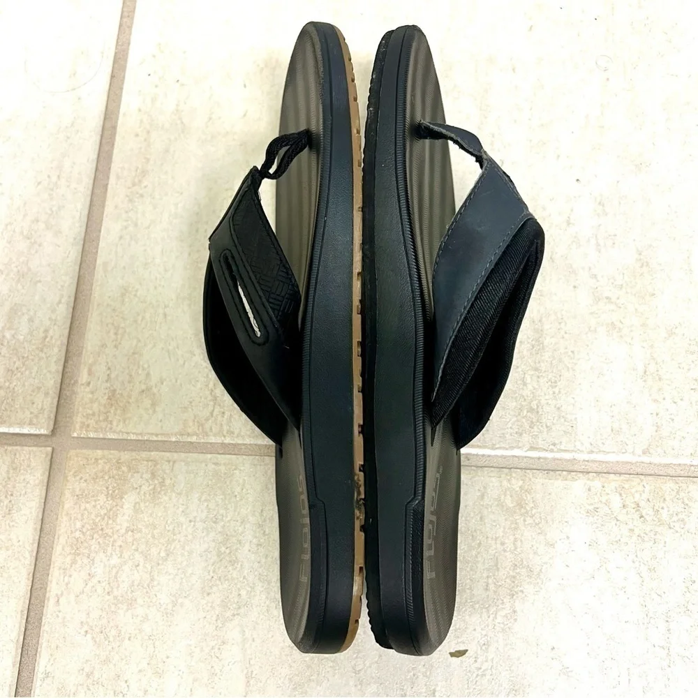 Flojos Men's Memory Foam Flip Flop Sandals BLACK/BROWN size 9M leather.